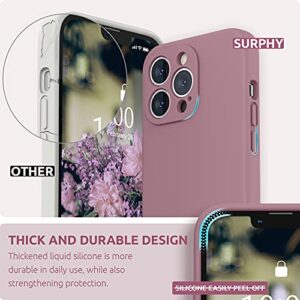 SURPHY Compatible with iPhone 13 Pro Case with Screen Protector, (Camera Protection + Soft Microfiber Lining) Liquid Silicone Phone Case 6.1 inch 2021, Lilac Purple