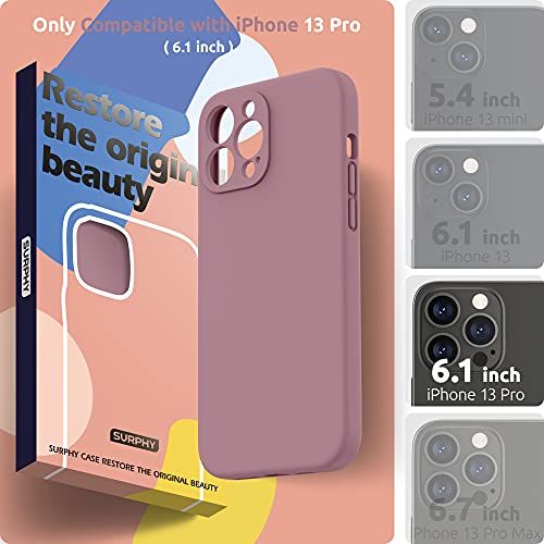 SURPHY Compatible with iPhone 13 Pro Case with Screen Protector, (Camera Protection + Soft Microfiber Lining) Liquid Silicone Phone Case 6.1 inch 2021, Lilac Purple
