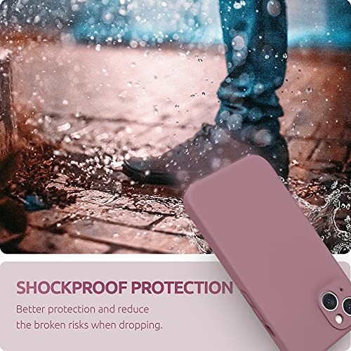 SURPHY Compatible with iPhone 13 Case with Screen Protector, (Camera Protection + Soft Microfiber Lining) Liquid Silicone Phone Case 6.1 inch 2021 (Lilac Purple)