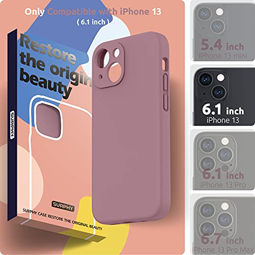 SURPHY Compatible with iPhone 13 Case with Screen Protector, (Camera Protection + Soft Microfiber Lining) Liquid Silicone Phone Case 6.1 inch 2021 (Lilac Purple)