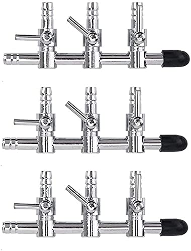 bnafes Aquarium Air Valve 3 Way Inline Manifold Air Flow Pump Tubing Splitter Lever Control Valve 3-Pack