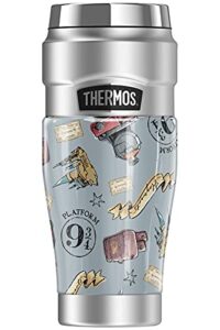 thermos harry potter watercolor hogwarts express pattern stainless king stainless steel travel tumbler, vacuum insulated & double wall, 16oz
