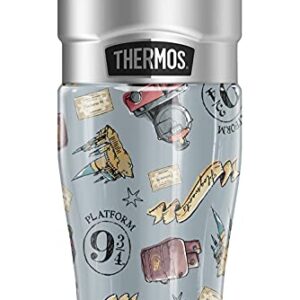 THERMOS Harry Potter Watercolor Hogwarts Express Pattern STAINLESS KING Stainless Steel Travel Tumbler, Vacuum insulated & Double Wall, 16oz