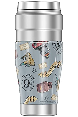 THERMOS Harry Potter Watercolor Hogwarts Express Pattern STAINLESS KING Stainless Steel Travel Tumbler, Vacuum insulated & Double Wall, 16oz