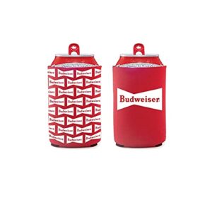 wearyourbeer budweiser 2-pack of neoprene can coolers, redwhite