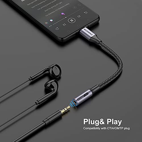 MOSWAG USB Type C to 3.5mm Headphone Jack Adapter, Audio Adapter USB C to Aux Dongle Cable Cord for Samsung Galaxy S21 S20 Ultra S20+ Note 20 10 S10 S9 Plus,Pixel 4 3 2 XL and More