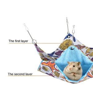 Petmolico Hamster Cage Hammock, Two Tier Small Aniaml Swinging Bunkbed Hideout Nap Sack Pet Cage Accessories for Sugar Glider Squirrel Guinea Pigs Rat Ferret, Starfish