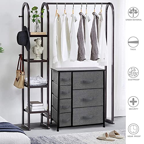 CERBIOR Wide Drawer Dresser Storage Organizer 9-Drawer 7-Drawer Closet Shelves, Sturdy Steel Frame Marbling Wood Top with Easy Pull Fabric Bins for Clothing, Blankets