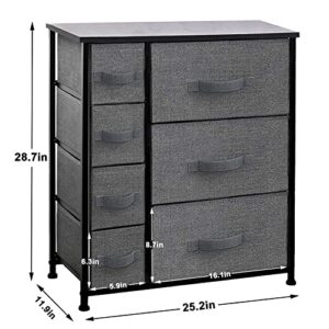 CERBIOR Wide Drawer Dresser Storage Organizer 9-Drawer 7-Drawer Closet Shelves, Sturdy Steel Frame Marbling Wood Top with Easy Pull Fabric Bins for Clothing, Blankets