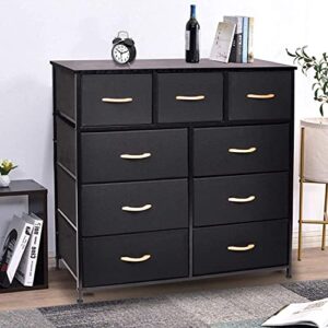 CERBIOR Wide Drawer Dresser Storage Organizer 9-Drawer 7-Drawer Closet Shelves, Sturdy Steel Frame Marbling Wood Top with Easy Pull Fabric Bins for Clothing, Blankets