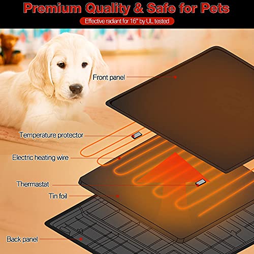 Fiada Flat Panel Chicken Coop Heaters, 100-200 Watts UL Listed Energy Efficient with Anti Bite Cord and Waterproof Control, Heat Warmer for Dog Cats Chick Home Use