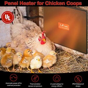 Fiada Flat Panel Chicken Coop Heaters, 100-200 Watts UL Listed Energy Efficient with Anti Bite Cord and Waterproof Control, Heat Warmer for Dog Cats Chick Home Use