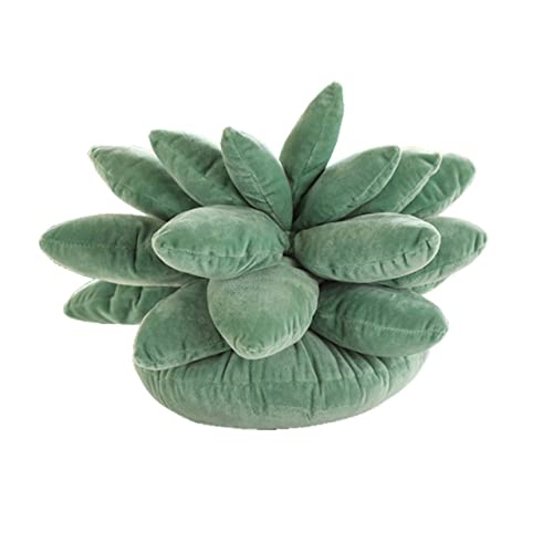 qingfeng Cute Throw Pillows, Green Plant Throw Pillows Flower Shaped Pillow, Cactus Decor Pillow for Garden Lovers, Bedroom Room Home Decoration Novelty Plush Cushion (Dark Green,9.8 in)