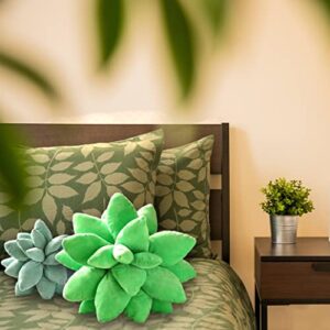 qingfeng Cute Throw Pillows, Green Plant Throw Pillows Flower Shaped Pillow, Cactus Decor Pillow for Garden Lovers, Bedroom Room Home Decoration Novelty Plush Cushion (Dark Green,9.8 in)