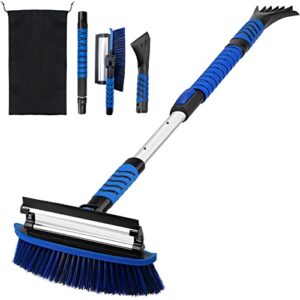 anngrowy 41" ice scraper snow brush for car snow scraper and brush snow broom windshield scraper car snow removal equipment snow cleaner for car squeegee extendable long snow brush broom for suv truck