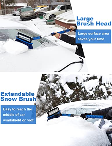 anngrowy 41" Ice Scraper Snow Brush for Car Snow Scraper and Brush Snow Broom Windshield Scraper Car Snow Removal Equipment Snow Cleaner for Car Squeegee Extendable Long Snow Brush Broom for SUV Truck