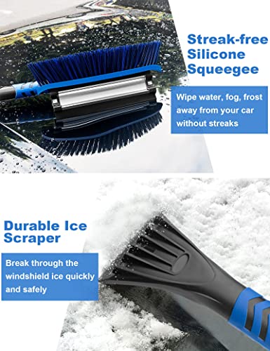anngrowy 41" Ice Scraper Snow Brush for Car Snow Scraper and Brush Snow Broom Windshield Scraper Car Snow Removal Equipment Snow Cleaner for Car Squeegee Extendable Long Snow Brush Broom for SUV Truck