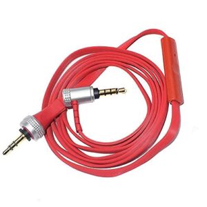 koffmon mdr-x10 replacement auxiliary aux flat cable built-in microphone and volume control compatible with sony mdr-xb920 mdr-x910 headset (red)