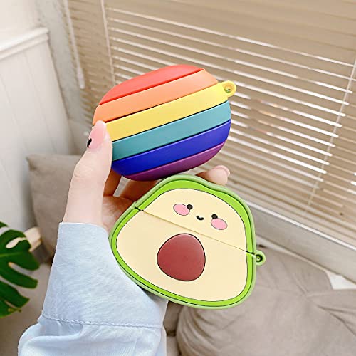 Vju Funny Shockproof Protective Case for Beats Studio Buds New 2021 Wireless Headphones Charging Box |Lovely Rainbow Cover with Anti-Lost Keychain Earphone Sleeve Bag