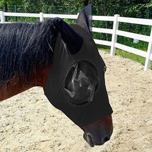 fadumnle Horse Mask, Horse Fly Mask，Horse Mask with Ears,Super Comfort Elasticity Fly Mask with UV Protection for Horse-Checker Board(Black, Blue)