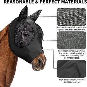 fadumnle Horse Mask, Horse Fly Mask，Horse Mask with Ears,Super Comfort Elasticity Fly Mask with UV Protection for Horse-Checker Board(Black, Blue)