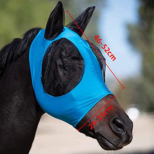 fadumnle Horse Mask, Horse Fly Mask，Horse Mask with Ears,Super Comfort Elasticity Fly Mask with UV Protection for Horse-Checker Board(Black, Blue)