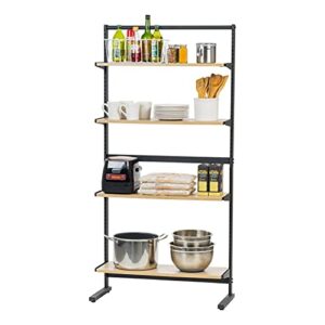 iris usa portable shelving unit with 4 adjustable shelves for office, laundry, kitchen, bedroom, bathroom, apartments and other small rooms.