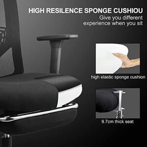 LMIKAF Ergonomic Office Chair with Footrest Support, High Back Desk Chair with 5D Padded Armrest, Lumbar Support, Thick Seat Cushion and Adjustable Headrest - 135° Rocking Mesh Computer Chair