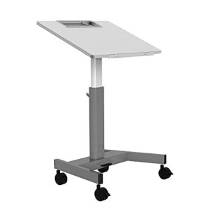 Offex Mobile Gray Pneumatic Adjustable Height and 3-Position Flip-Top Student Nesting Desk with Built-in Pencil Tray, Bottle Holder, Bag Hook - Great for School, Classroom and More