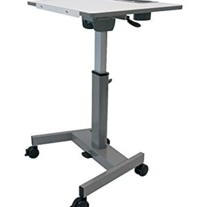 Offex Mobile Gray Pneumatic Adjustable Height and 3-Position Flip-Top Student Nesting Desk with Built-in Pencil Tray, Bottle Holder, Bag Hook - Great for School, Classroom and More