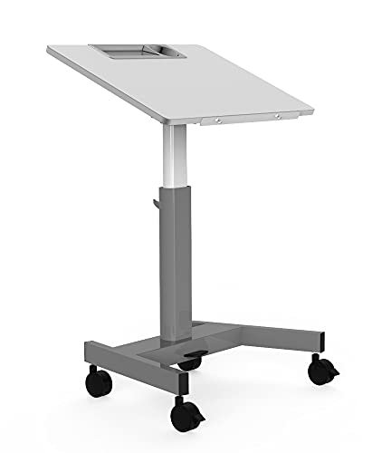 Offex Mobile Gray Pneumatic Adjustable Height and 3-Position Flip-Top Student Nesting Desk with Built-in Pencil Tray, Bottle Holder, Bag Hook - Great for School, Classroom and More