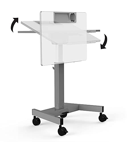 Offex Mobile Gray Pneumatic Adjustable Height and 3-Position Flip-Top Student Nesting Desk with Built-in Pencil Tray, Bottle Holder, Bag Hook - Great for School, Classroom and More