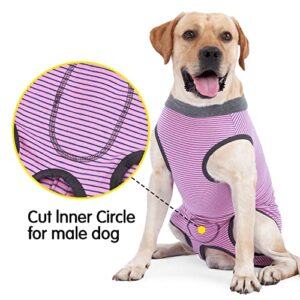 Dotoner Dog Recovery Suit Abdominal Wound Puppy Surgical Clothes Post-Operative Vest Pet After Surgery Wear Substitute E-Collar & Cone(L,Pink)