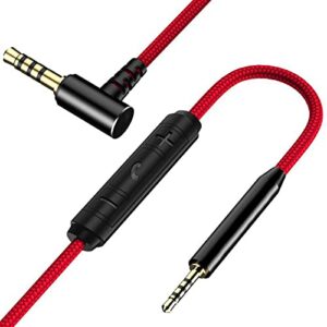 replacement for bose headphone cord, 2.5mm to 3.5mm audio cable for bose 700 qc25 qc35 qc35 ii oe2 ae2, jbl e45bt e55bt e65btnc, akg nylon braided wire with inline mic & volume control (1.5m, red)