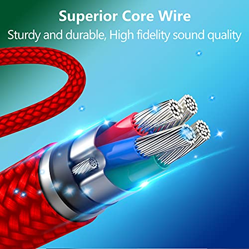 Replacement for Bose Headphone Cord, 2.5mm to 3.5mm Audio Cable for Bose 700 QC25 QC35 QC35 II OE2 AE2, JBL E45BT E55BT E65BTNC, AKG Nylon Braided Wire with Inline Mic & Volume Control (1.5m, Red)
