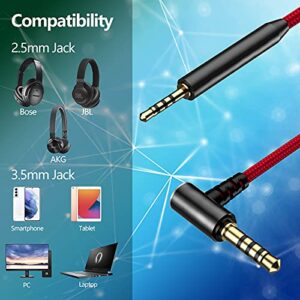 Replacement for Bose Headphone Cord, 2.5mm to 3.5mm Audio Cable for Bose 700 QC25 QC35 QC35 II OE2 AE2, JBL E45BT E55BT E65BTNC, AKG Nylon Braided Wire with Inline Mic & Volume Control (1.5m, Red)