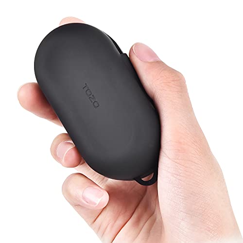 TOZO T12 Protective Silicone Case Shockproof Soft Skin Cover for TOZO T12 Earbuds with Front LED Visible and Keychain Black