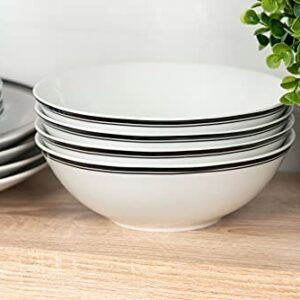 10 Strawberry Street Café Stripe 16 Piece Coupe Dinnerware Set, Black