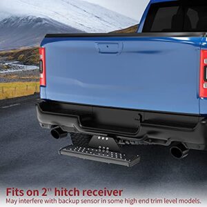 YITAMOTOR Aluminum Hitch Steps with 2" Receiver Bumper Guard Protector for Truck/Car/SUV Vehicles Upgraded Silver Non-Slip Textured Step Bar with Hitch Pin, Black Finish, 8.3" Wide