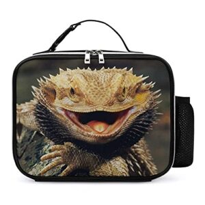 cool bearded dragon lizards reusable lunch tote bag insulated lunch box container for office work picnic travel with handle