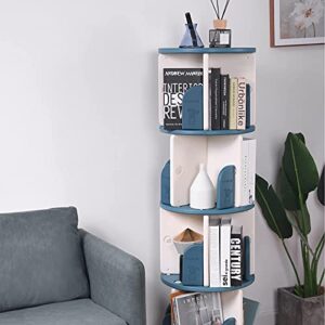 LANGYI 4-Layer Movable Rotating Bookshelf 360° Rotating Bookshelf Floor Storage Rack Home Office Learning Bookshelf