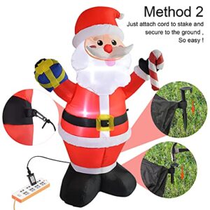 MRTREUP 5 ft Christmas Inflatables Santa Claus with LED Lights for Holiday Outdoor and Indoor Yard Decoration, Christmas Inflatable Outdoor Smiley Santa Claus Holding Gift Box and Candy Cane