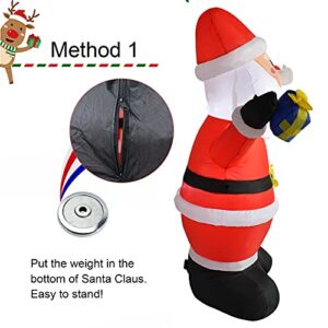 MRTREUP 5 ft Christmas Inflatables Santa Claus with LED Lights for Holiday Outdoor and Indoor Yard Decoration, Christmas Inflatable Outdoor Smiley Santa Claus Holding Gift Box and Candy Cane