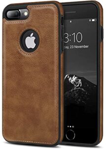 razstorm unique design luxury leather business phone case for iphone 7 plus & iphone 8 plus anti-slip scratch resistant ultra slim protective case 5.5” (brown)