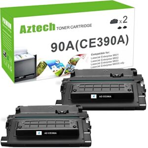 aztech compatible toner cartridge replacement for hp 90a ce390a toner enterprise 600 m602 m601 m4555 m602dn m602n m602x m603dn m603n m4555f m4555h printer (black, 2-pack)