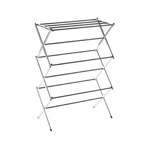 displays by jack portable collapsible clothing dry rack, retractable drying rack for clothes, lingerie, towels, linens, laundry home apartment, metal chrome finish