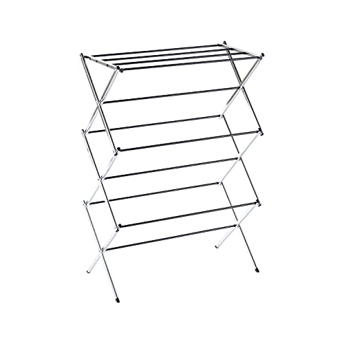 Displays By Jack Portable Collapsible Clothing Dry Rack, Retractable Drying Rack for Clothes, Lingerie, Towels, Linens, Laundry Home Apartment, Metal Chrome Finish