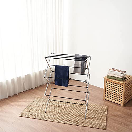 Displays By Jack Portable Collapsible Clothing Dry Rack, Retractable Drying Rack for Clothes, Lingerie, Towels, Linens, Laundry Home Apartment, Metal Chrome Finish