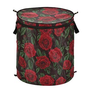 alaza 50 l collapsible laundry basket, red roses pop-up storage baskets for home organization, toy organizer