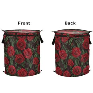 ALAZA 50 L Collapsible Laundry Basket, Red Roses Pop-up Storage Baskets for Home Organization, Toy Organizer